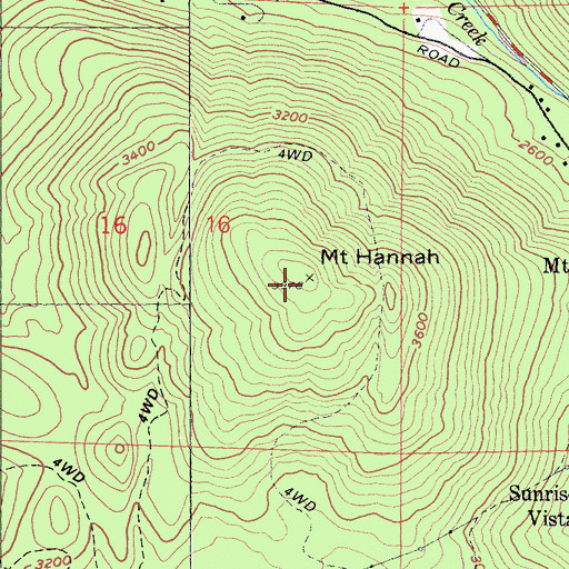 Topographic Map of Mount Hannah, CA