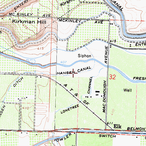 Topographic Map of Hansen Canal, CA