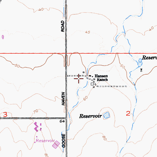 Topographic Map of Hansen Ranch, CA