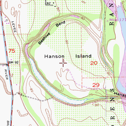 Topographic Map of Hanson Island, CA