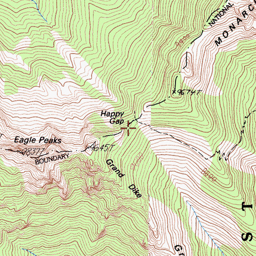 Topographic Map of Happy Gap, CA