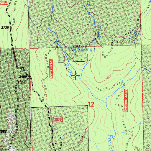 Topographic Map of Happy Hollow Creek, CA