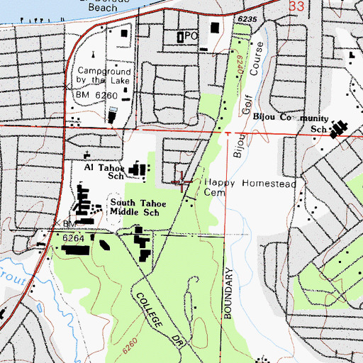 Topographic Map of Happy Homestead Cemetery, CA