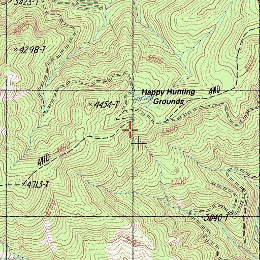 Topographic Map of Happy Hunting Grounds, CA