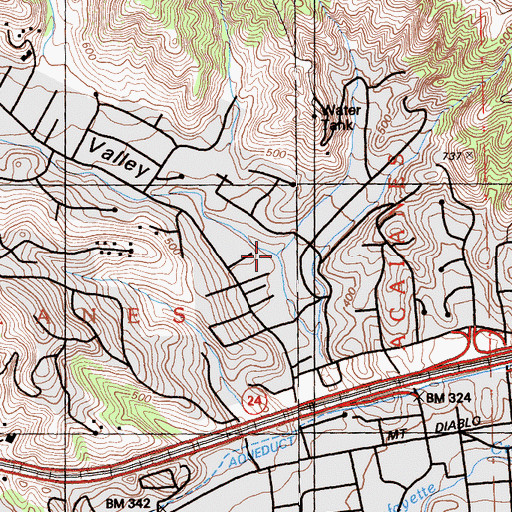 Topographic Map of Happy Valley, CA