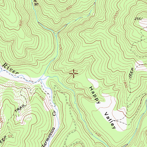 Topographic Map of Happy Valley, CA