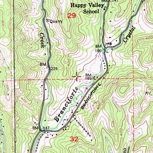 Topographic Map of Happy Valley Elementary School, CA