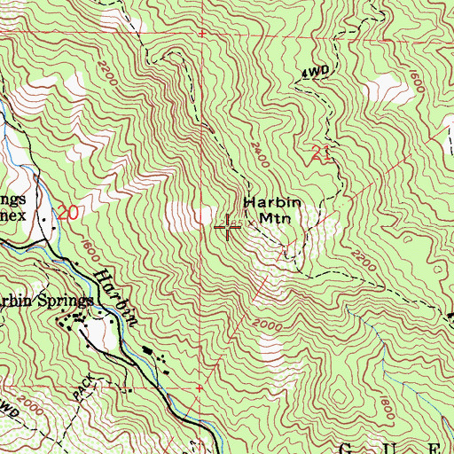 Topographic Map of Harbin Mountain, CA