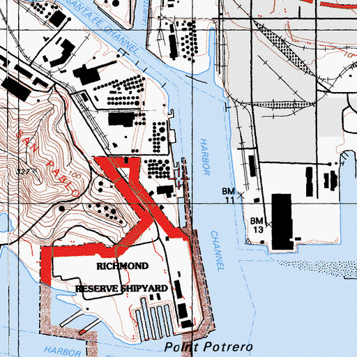 Topographic Map of Harbor Channel, CA