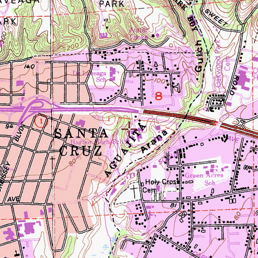 Topographic Map of Harbor High School, CA