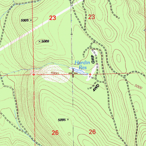 Topographic Map of Hardin Reservoir, CA