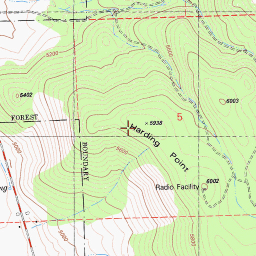 Topographic Map of Harding Point, CA