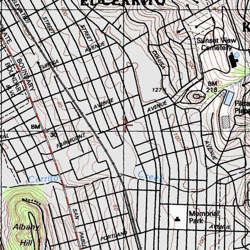 Topographic Map of Harding Elementary School, CA