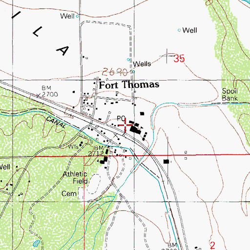Topographic Map of Fort Thomas High School, AZ