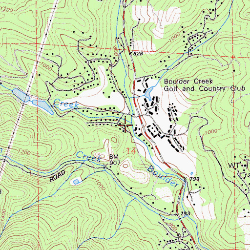 Topographic Map of Hare Creek, CA