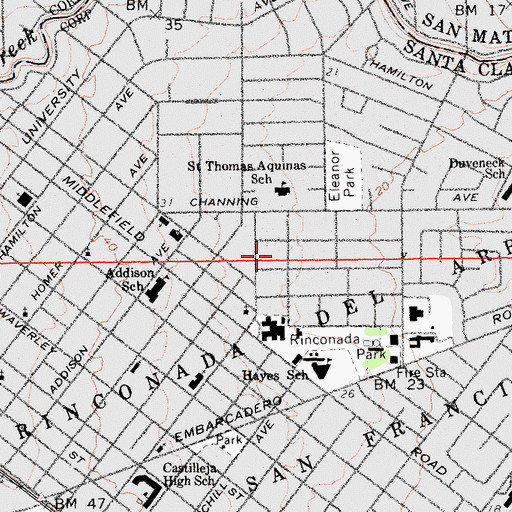 Topographic Map of Harker School, CA