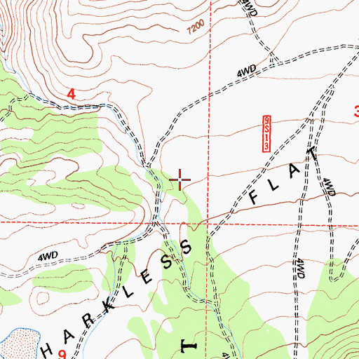 Topographic Map of Harkless Flat, CA