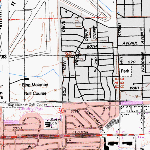 Topographic Map of H W Harkness Elementary School, CA