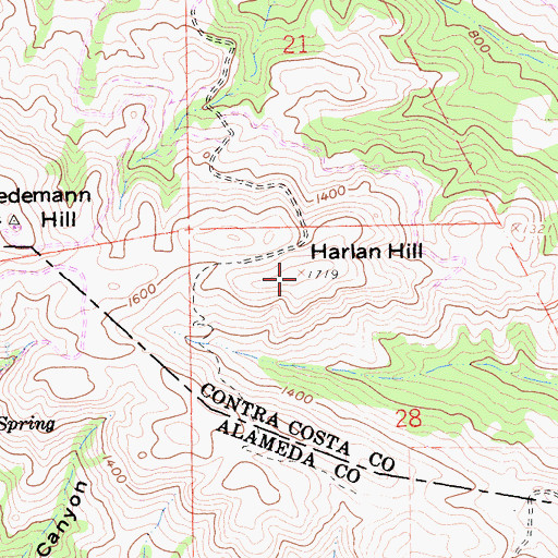 Topographic Map of Harlan Hill, CA