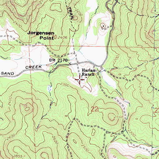 Topographic Map of Harlan Ranch, CA