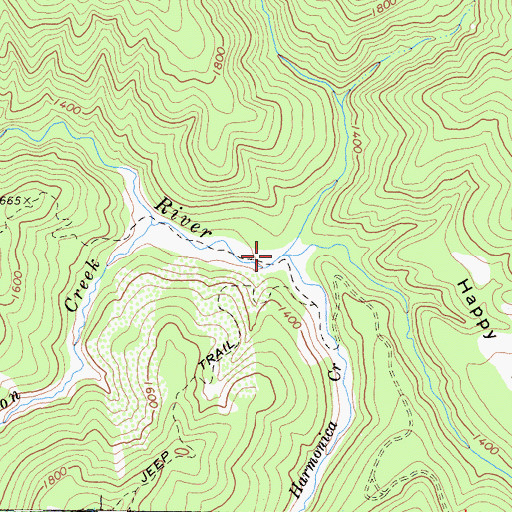 Topographic Map of Harmonica Creek, CA