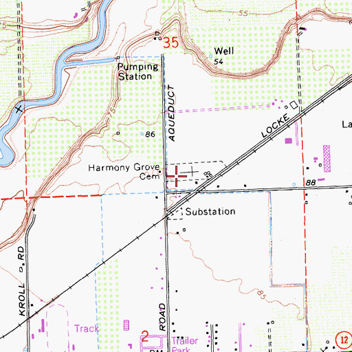 Topographic Map of Harmony Grove Cemetery, CA