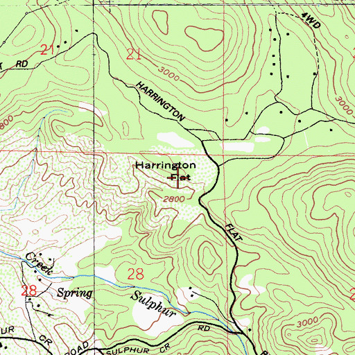 Topographic Map of Harrington Flat, CA