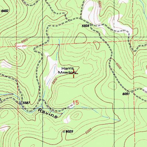Topographic Map of Harris Meadow, CA