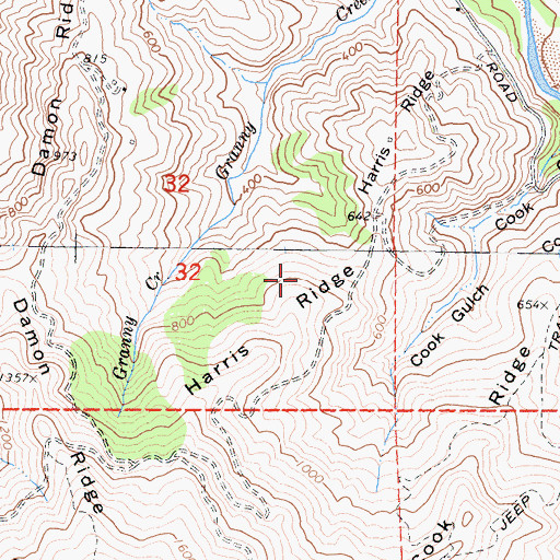 Topographic Map of Harris Ridge, CA