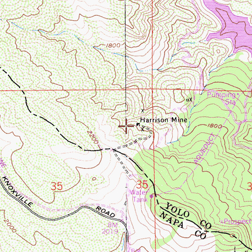 Topographic Map of Harrison Mine, CA