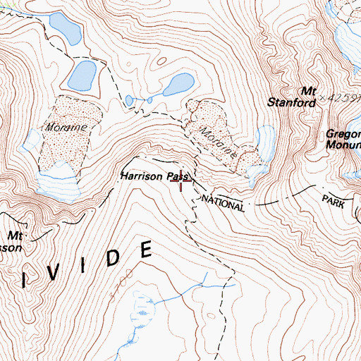 Topographic Map of Harrison Pass, CA
