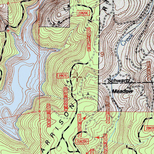 Topographic Map of Harrison Ridge, CA