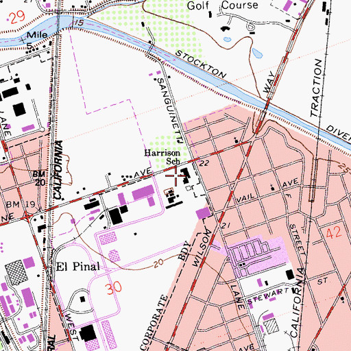 Topographic Map of William Harrison Elementary School, CA