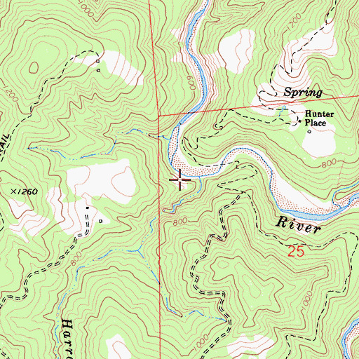 Topographic Map of Harrow Creek, CA