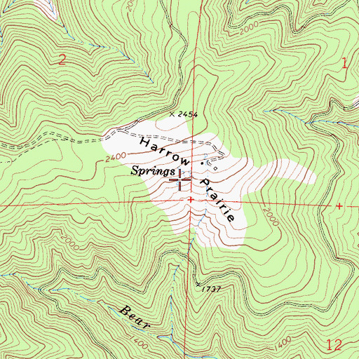 Topographic Map of Harrow Prairie, CA