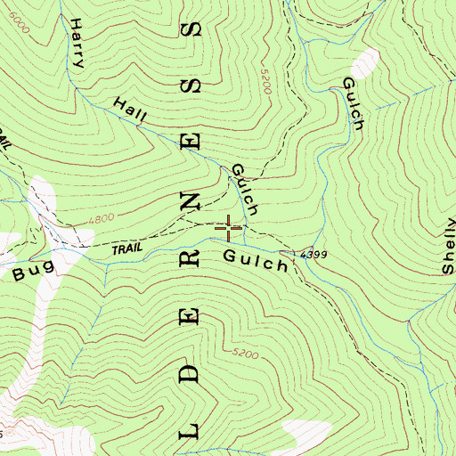 Topographic Map of Harry Hall Gulch, CA