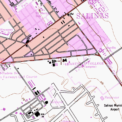Topographic Map of Hartnell College, CA