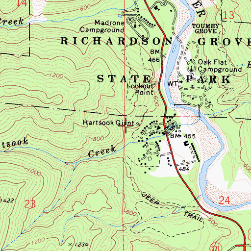 Topographic Map of Hartsook Giant, CA