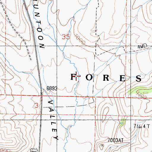 Topographic Map of Harvey Creek, CA