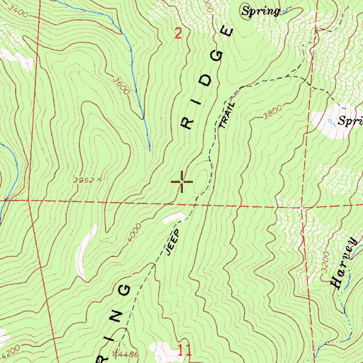 Topographic Map of Harvey Spring Ridge, CA