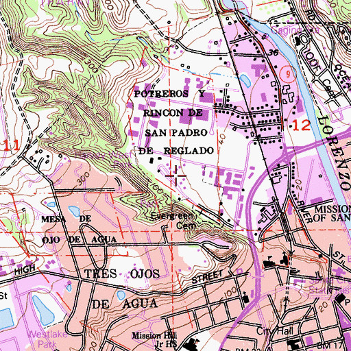 Topographic Map of Harvey West Stadium, CA