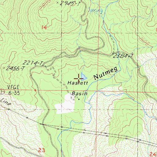 Topographic Map of Haslett Basin, CA