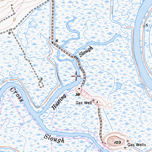 Topographic Map of Hasting Slough, CA
