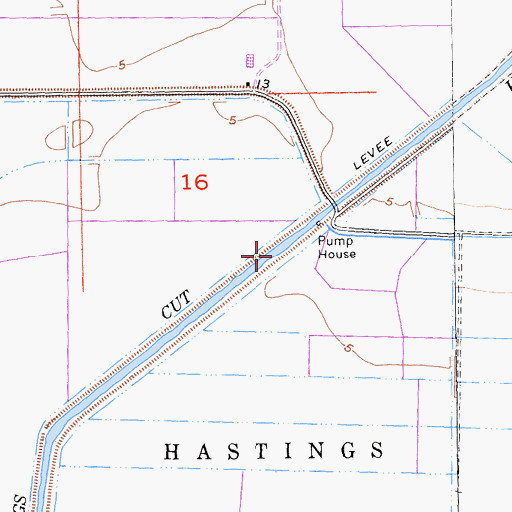 Topographic Map of Hastings Cut, CA