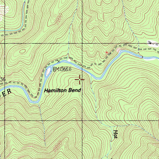 Topographic Map of Hat Mountain Creek, CA