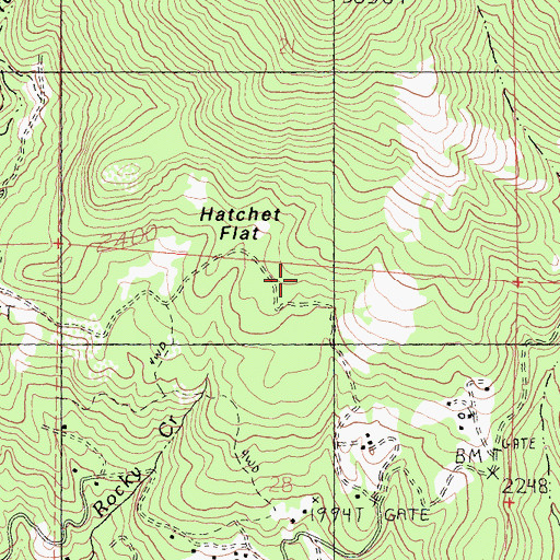 Topographic Map of Hatchet Flat, CA