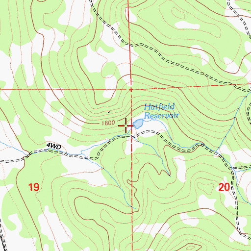 Topographic Map of Hatfield Reservoir, CA