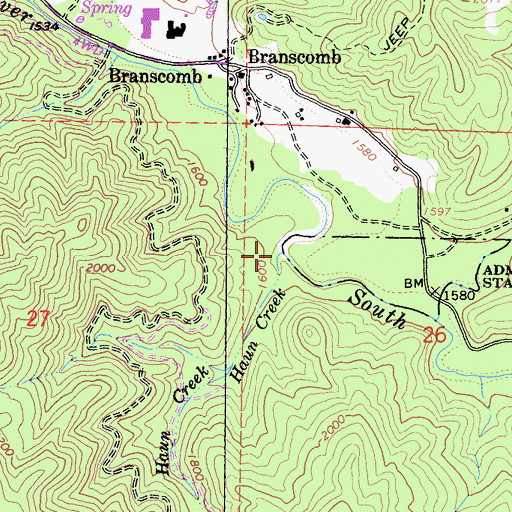 Topographic Map of Haun Creek, CA