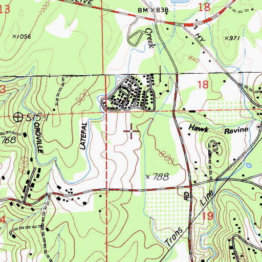 Topographic Map of Hawk Ravine, CA