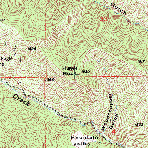 Topographic Map of Hawk Rock, CA